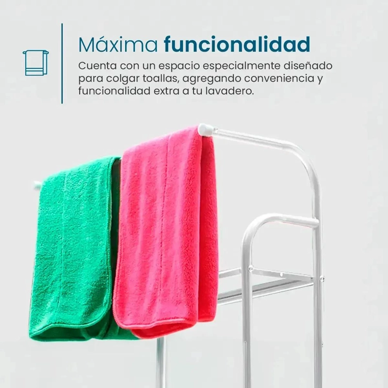 MUEBLE ORGANIZADOR DE BAÑO CON 3 ESTANTES METALICOS - 7