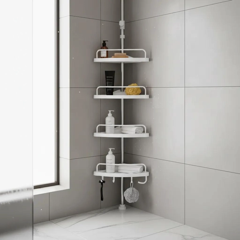 ORGANIZADOR ESQUINERO DUCHA BAÑO MULTIUSO 4 NIVELES AJUSTABLE - 1