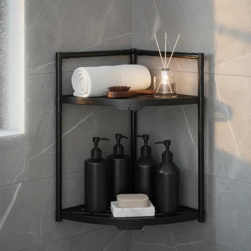 ESTANTE ESQUINERO DE 2 NIVELES PARA BAÑO Y COCINA - 1