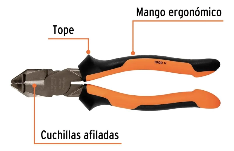 ALICATE DE ELECTRICISTA 8 PULGADAS CON MANGO ERGONOMICO - 1