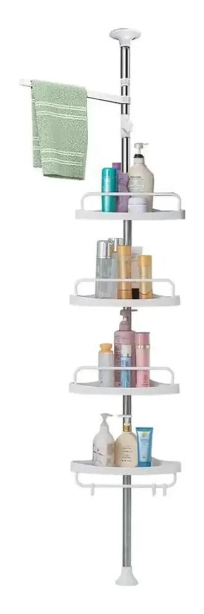 ORGANIZADOR DE BAÑO ESQUINERO CON BARRA TELESCOPICA AJUSTABLE - 1