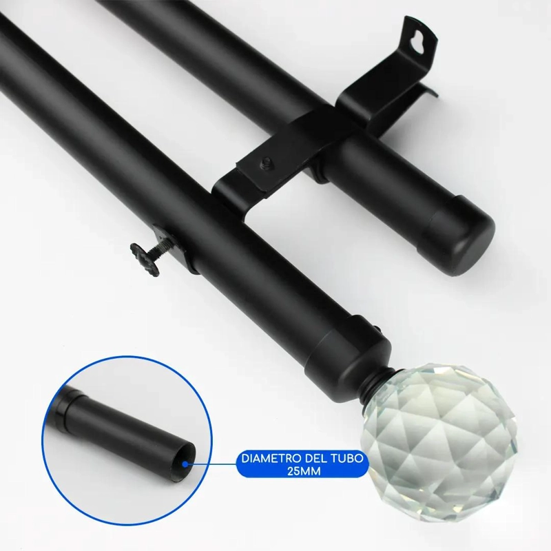 BARRAS DE CORTINA METALICAS EXTENSIBLES 120-210 CM COLOR NEGRO - 5