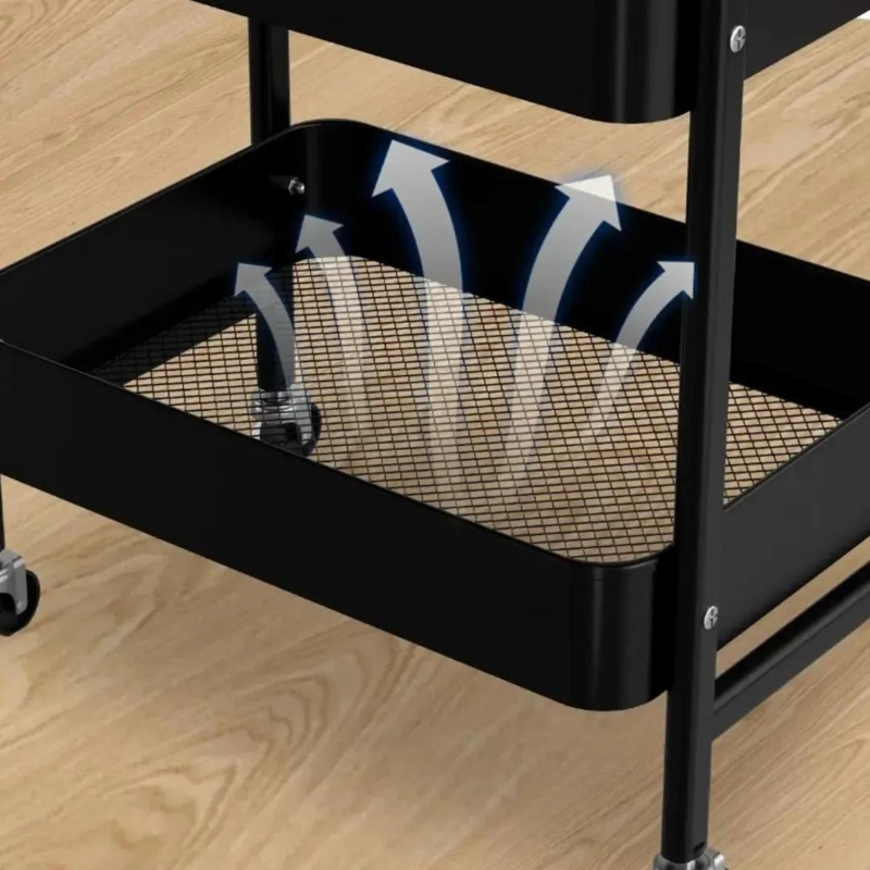 MUEBLE ORGANIZADOR DE BAÑO METALMADERA COLOR NEGRO - 8