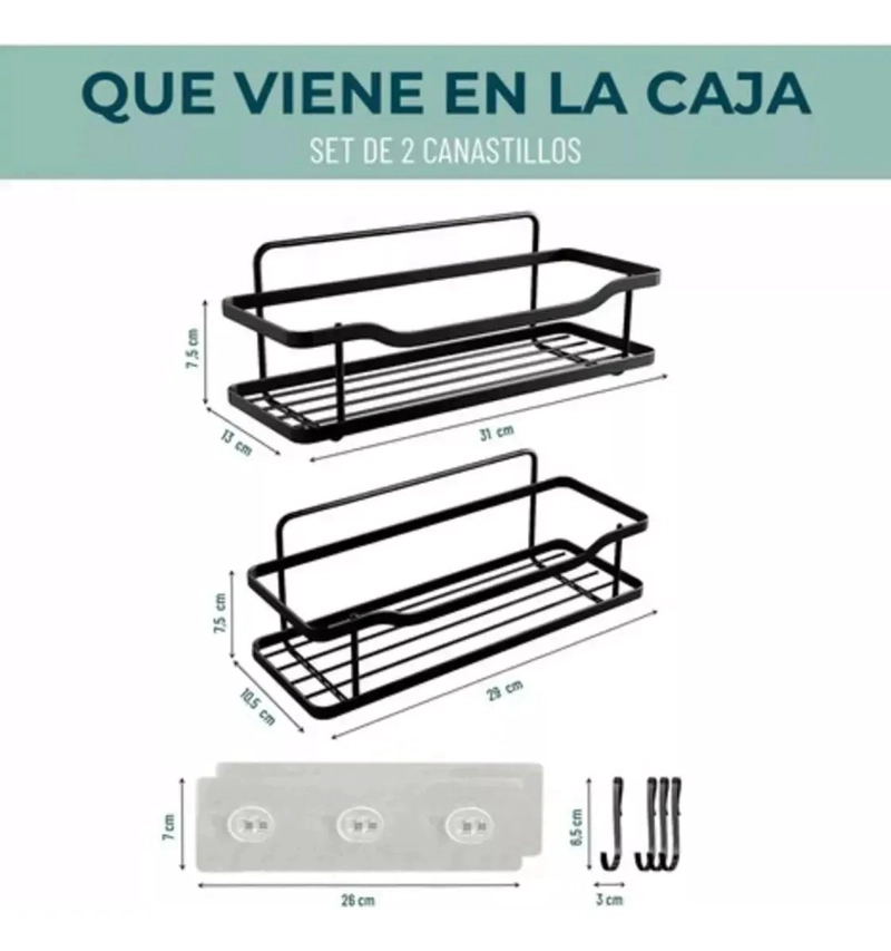 SET DE 2 CANASTILLOS DE ACERO INOXIDABLE PARA DUCHA - 5