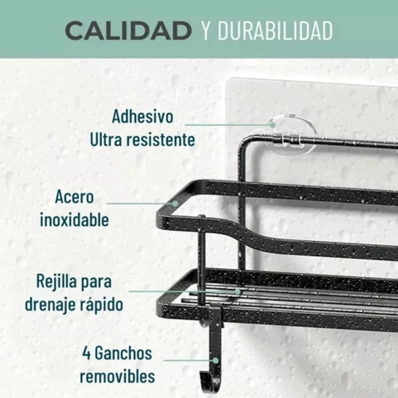 SET DE 2 CANASTILLOS DE ACERO INOXIDABLE PARA DUCHA - 6