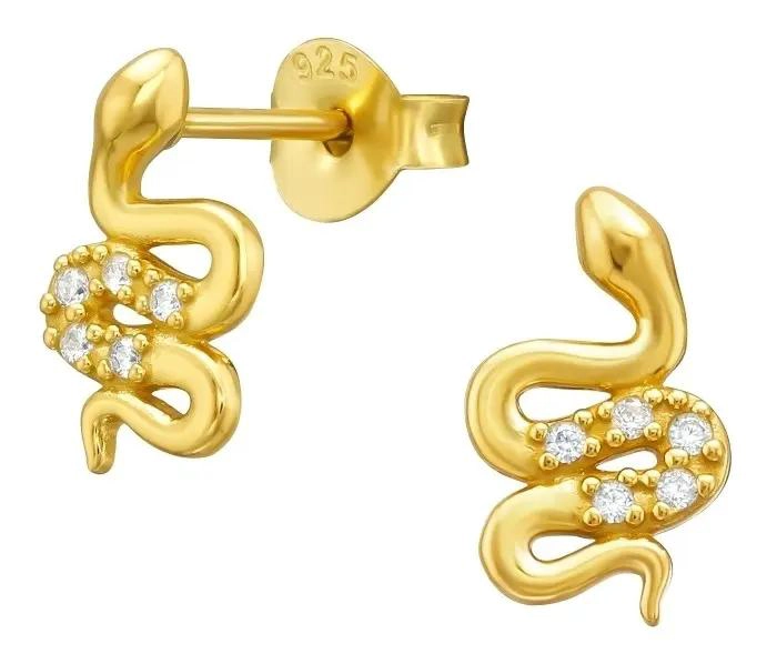 AROS DE SERPIENTE EN PLATA 925 CON BAÑO DE ORO - 1