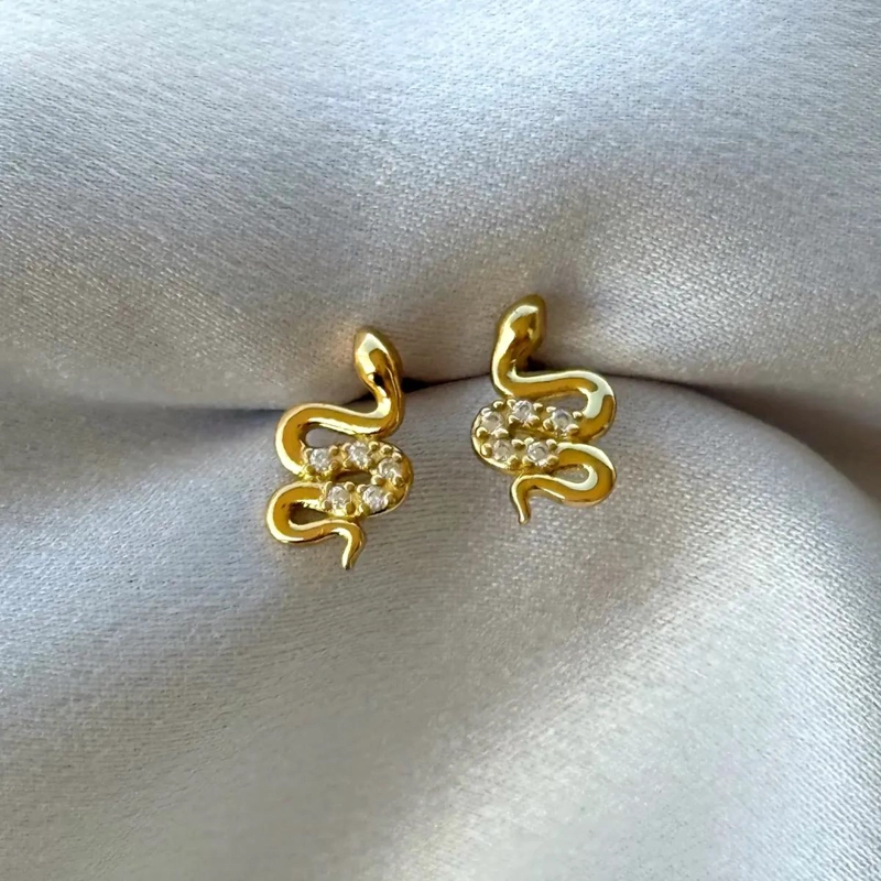 AROS DE SERPIENTE EN PLATA 925 CON BAÑO DE ORO - 2
