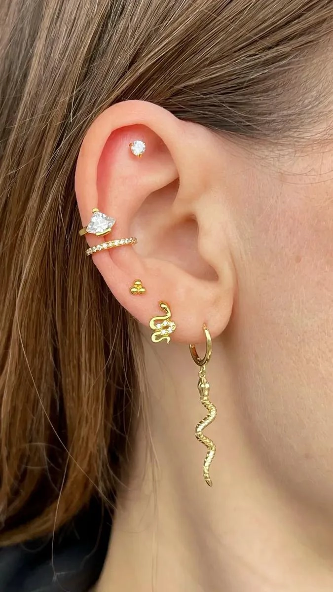 AROS DE SERPIENTE EN PLATA 925 CON BAÑO DE ORO - 3