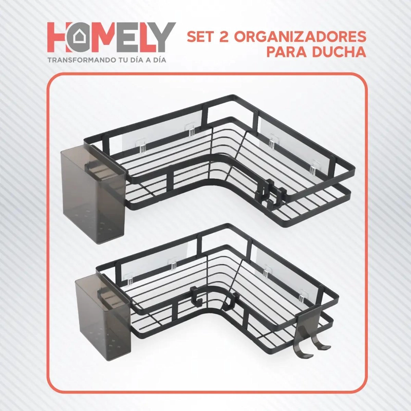 ORGANIZADOR DE DUCHA ACERO INOXIDABLE SET 2 PIEZAS - 1