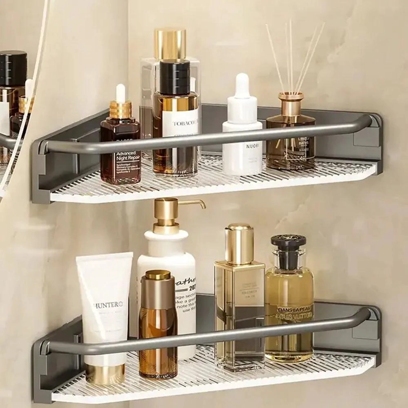 ESTANTE ESQUINERO DE ALMACENAMIENTO PARA BAÑO Y JABONERAS - 1