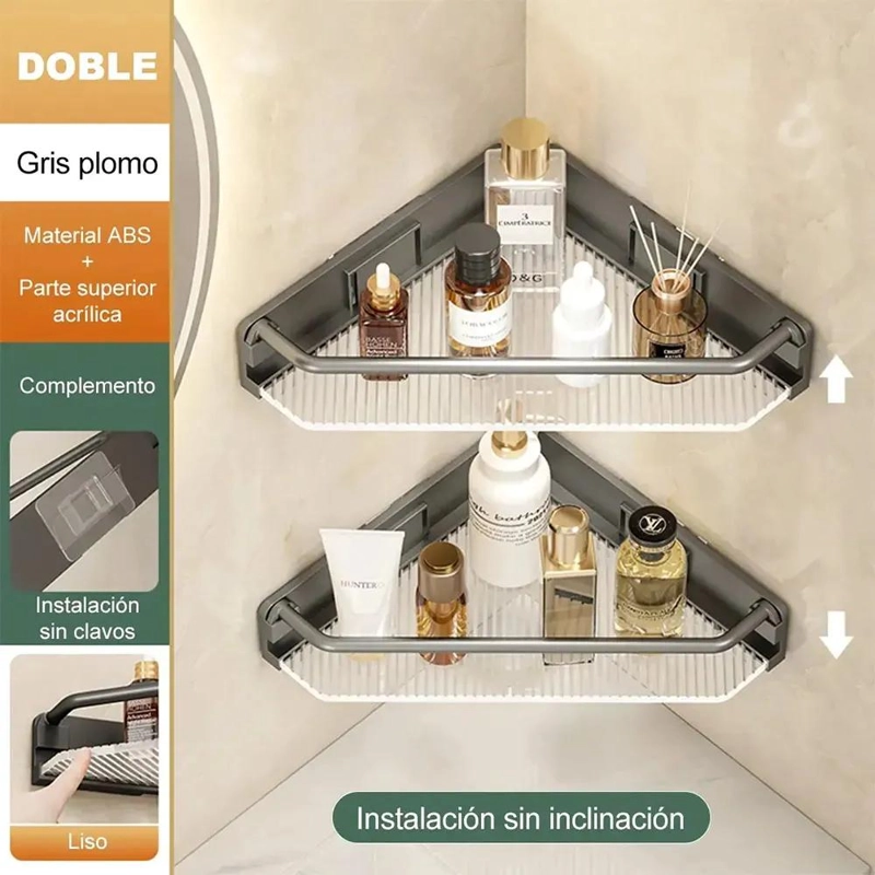 ESTANTE ESQUINERO DE ALMACENAMIENTO PARA BAÑO Y JABONERAS - 4