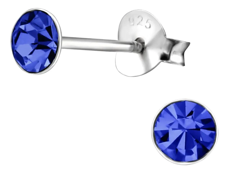 AROS PENDIENTES DE PLATA 925 CON PUNTOS DE LUZ AZUL - 1