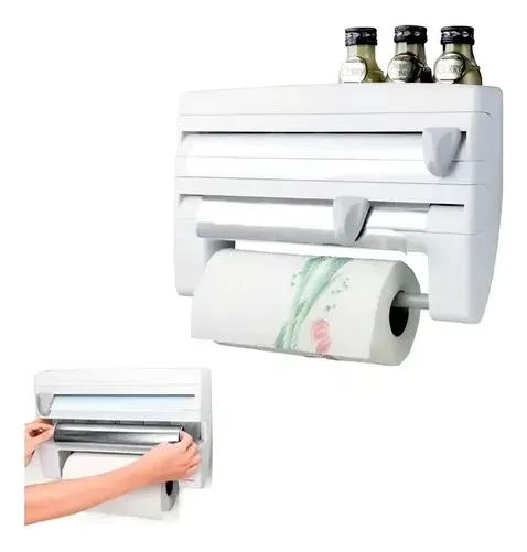 DISPENSADOR TRIPLE PARA PAPEL Y FILM DE COCINA COMPACTO - 1