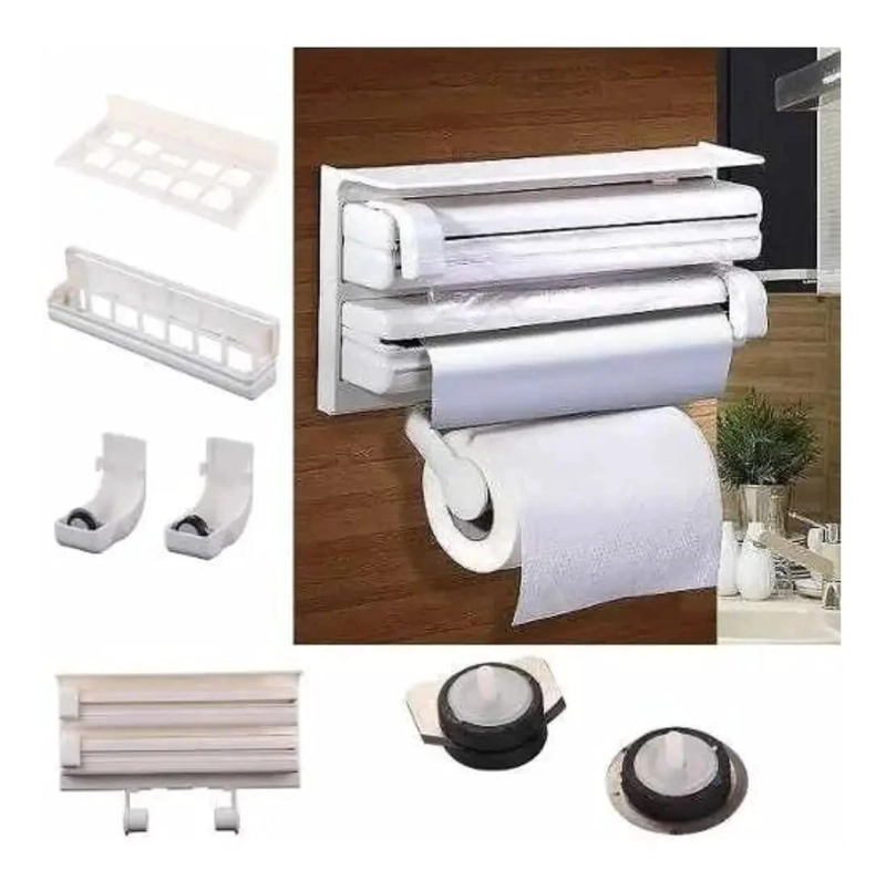 DISPENSADOR TRIPLE DE PAPEL ALUMINIO Y COCINA MONTADO EN PARED - 3