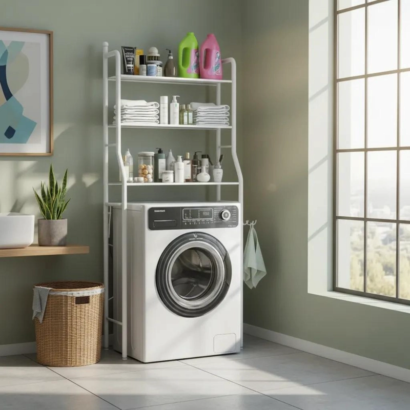 ESTANTE ORGANIZADOR METALICO DE 3 NIVELES PARA BAÑO Y LAVADORA - 1