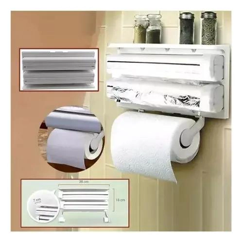 PORTA ROLLO DE COCINA TRIPLE PARA FILM Y PAPEL ALUMINIO - 4