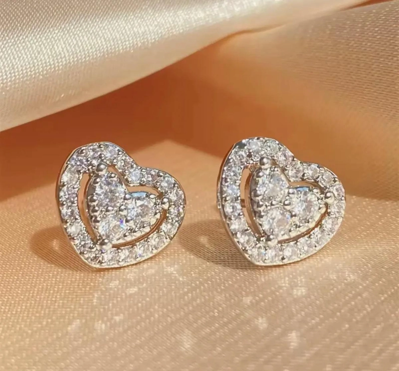 AROS CORAZON EN PLATA ESTERLINA CON MICROCIRCONES BRILLANTES - 2