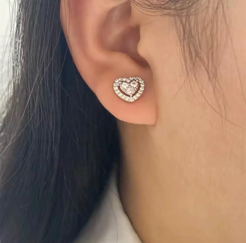 AROS CORAZON EN PLATA ESTERLINA CON MICROCIRCONES BRILLANTES - 3