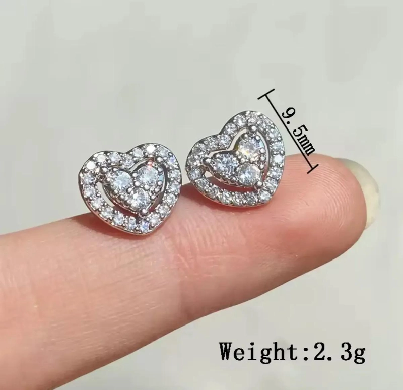 AROS CORAZON EN PLATA ESTERLINA CON MICROCIRCONES BRILLANTES - 4