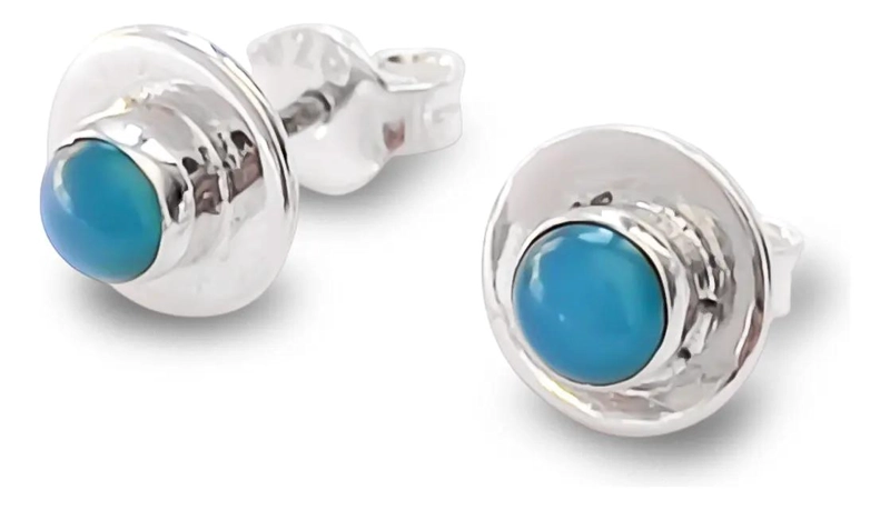 AROS REDONDOS DE PLATA FINA 925 CON PIEDRAS NATURALES - 1