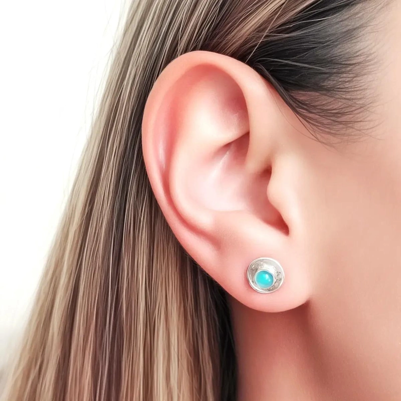 AROS REDONDOS DE PLATA FINA 925 CON PIEDRAS NATURALES - 3