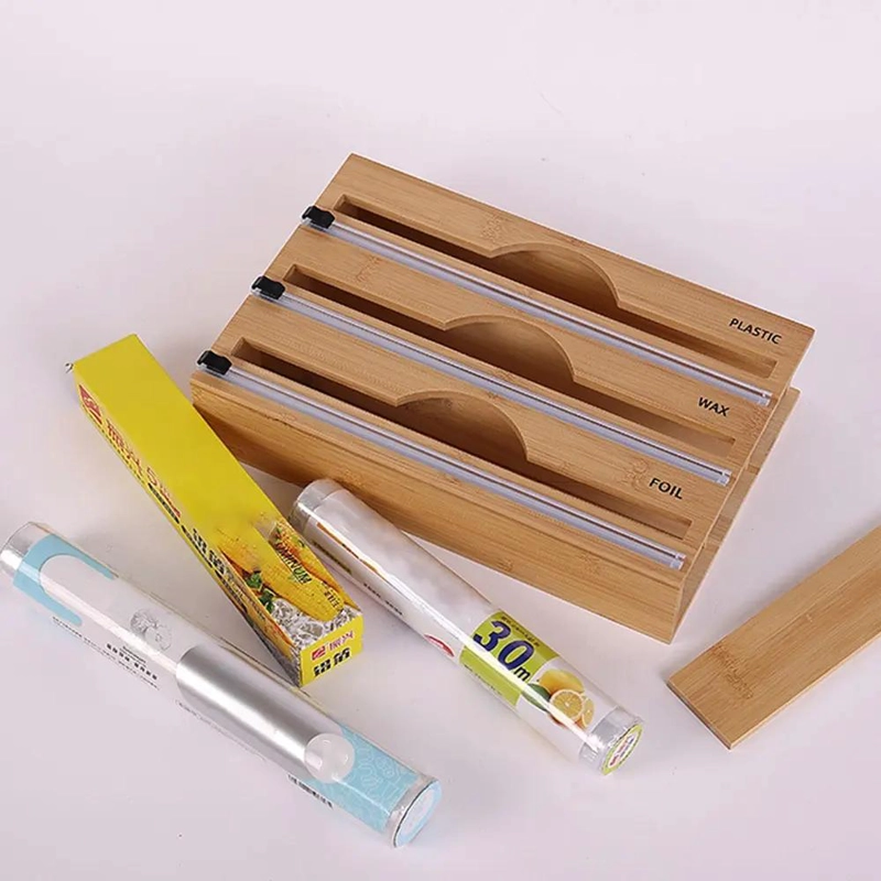 SOPORTE DE PAPEL DE ALUMINIO DE BAMBU NATURAL RECARGABLE - 4