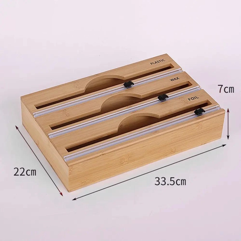 SOPORTE DE PAPEL DE ALUMINIO DE BAMBU NATURAL RECARGABLE - 5