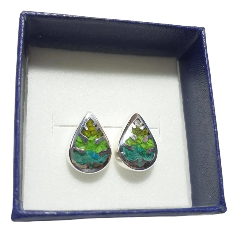AROS DE PLATA 950 CON DISEÑO MODERNO Y PIEDRA MOLIDA - 1