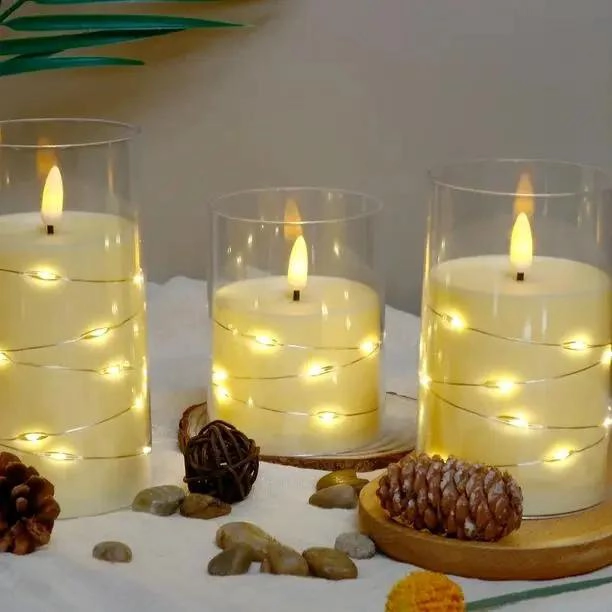 PACK DE 3 VELAS LED DECORATIVAS CON LUZ CALIDA - 7
