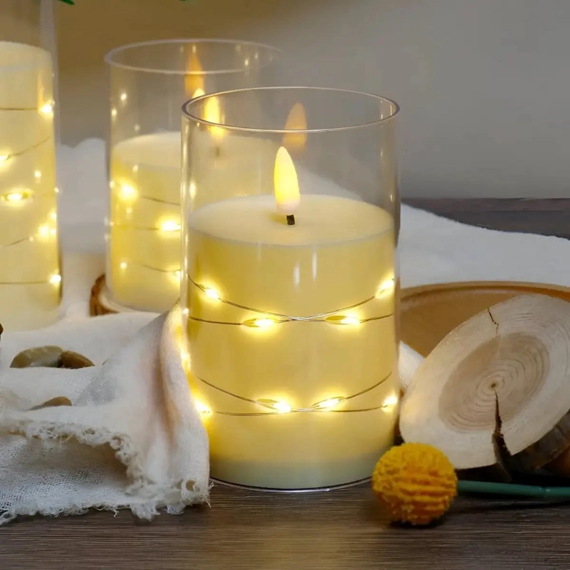 PACK DE 3 VELAS LED DECORATIVAS CON LUZ CALIDA - 8