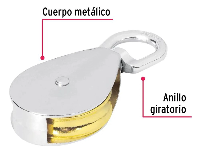 ROLDANA POLEA DE 5 CM PARA CARGAS DE HASTA 90 KG - 3
