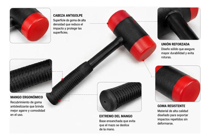 MAZO DE GOMA 1.65 KG PARA GOLPES CONTROLADOS Y PRECISION - 3
