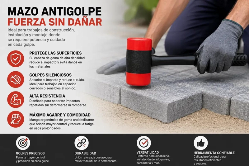 MAZO DE GOMA 1.65 KG PARA GOLPES CONTROLADOS Y PRECISION - 4