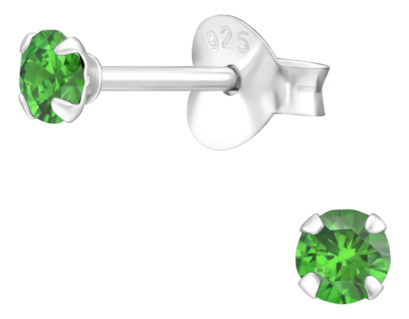 AROS DE PLATA 925 CON PUNTOS DE LUZ VERDES DE 3 MM - 1