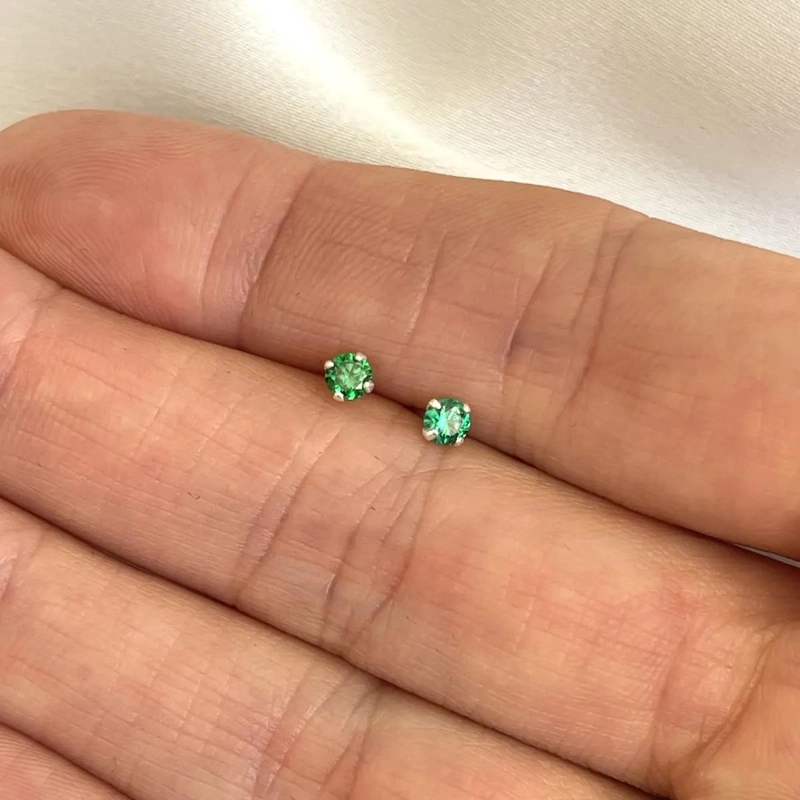 AROS DE PLATA 925 CON PUNTOS DE LUZ VERDES DE 3 MM - 2