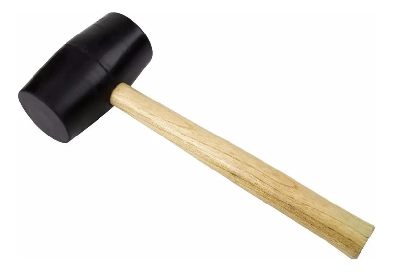 MARTILLO DE GOMA CON MANGO DE MADERA PARA CONSTRUCCION - 1