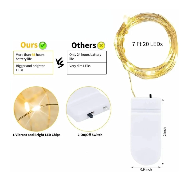 GUIRNALDAS LED DE 20 LUCES EN 2 METROS CON PILAS - 4