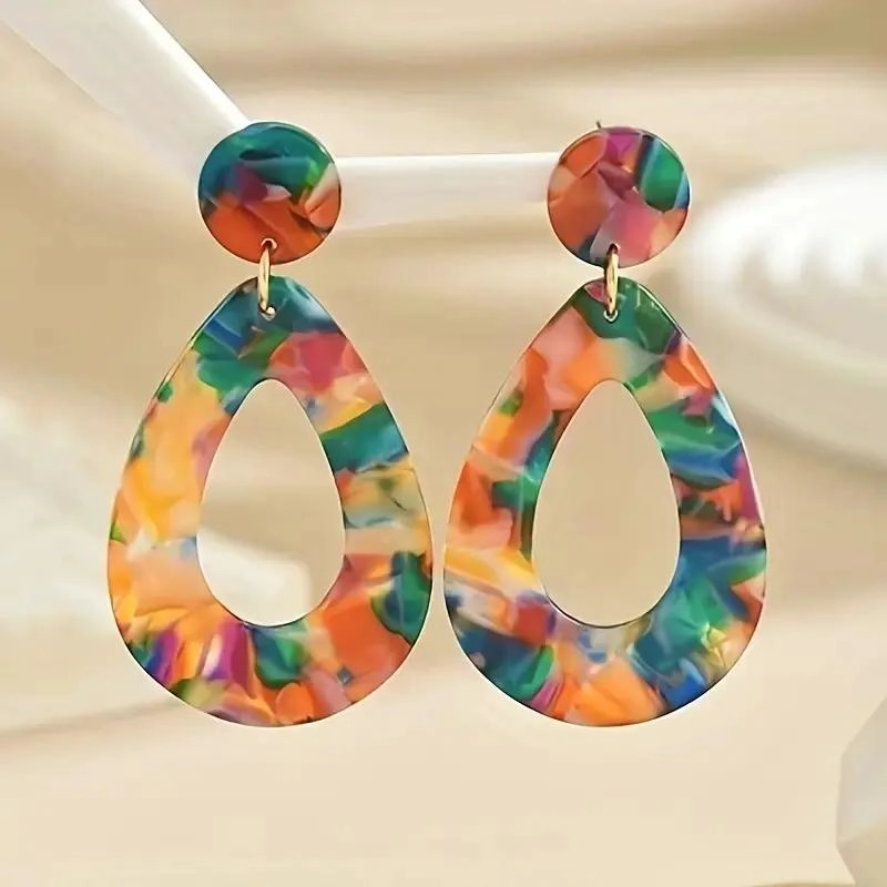 AROS PENDIENTES ACRILICOS DE DISEÑO MODERNO PARA MUJER - 3