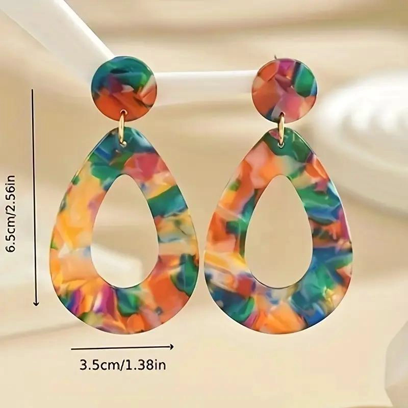 AROS PENDIENTES ACRILICOS DE DISEÑO MODERNO PARA MUJER - 5