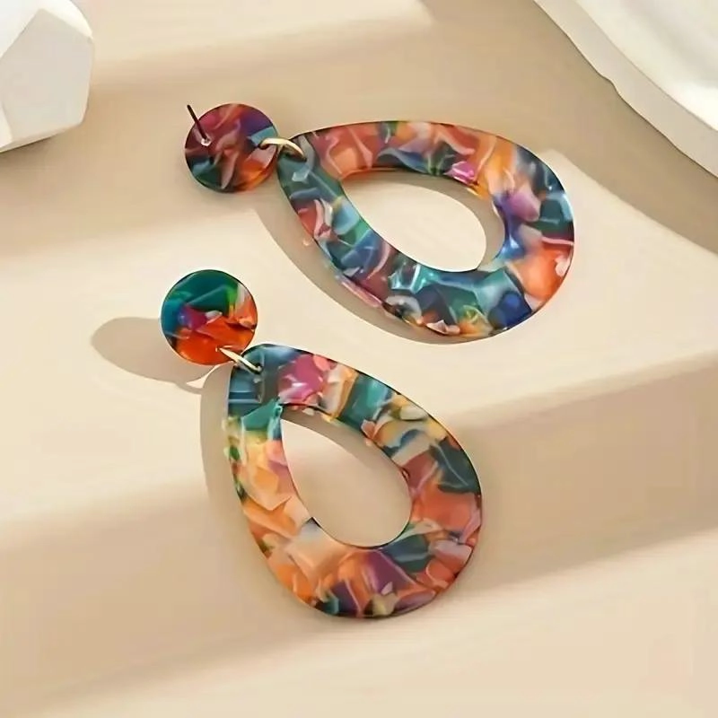 AROS PENDIENTES ACRILICOS DE DISEÑO MODERNO PARA MUJER - 6