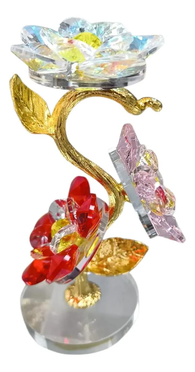 ADORNO DECORATIVO DE FLORES DE VIDRIO MULTICOLOR 11.5 CM - 1