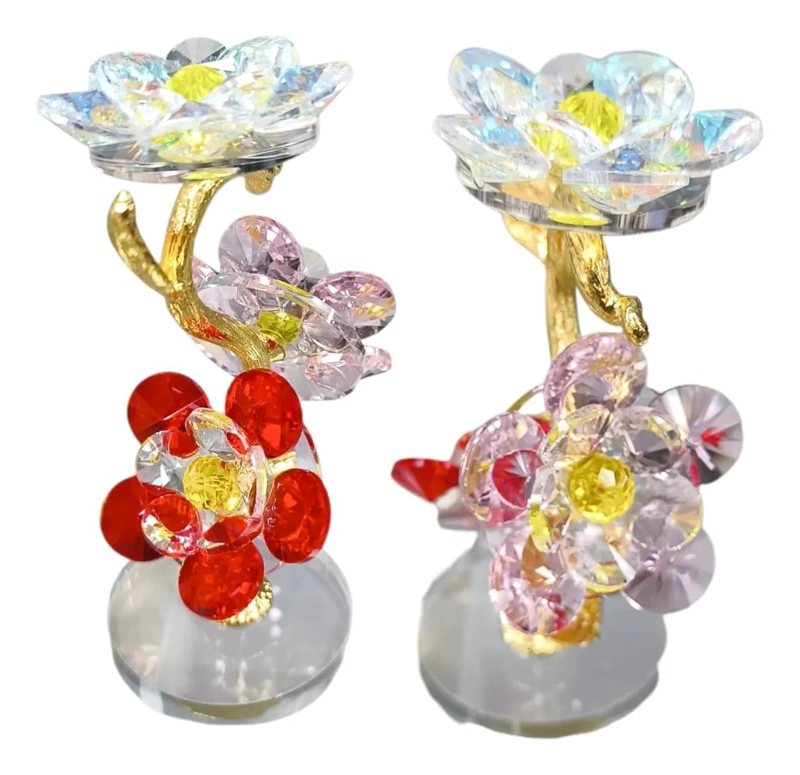 ADORNO DECORATIVO DE FLORES DE VIDRIO MULTICOLOR 11.5 CM - 2