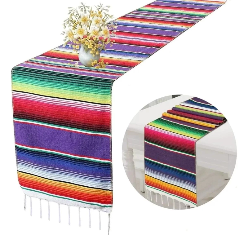 CAMINO DE MESA MEXICANO TEJIDO A MANO DE ALGODON 35X215 CM - 1