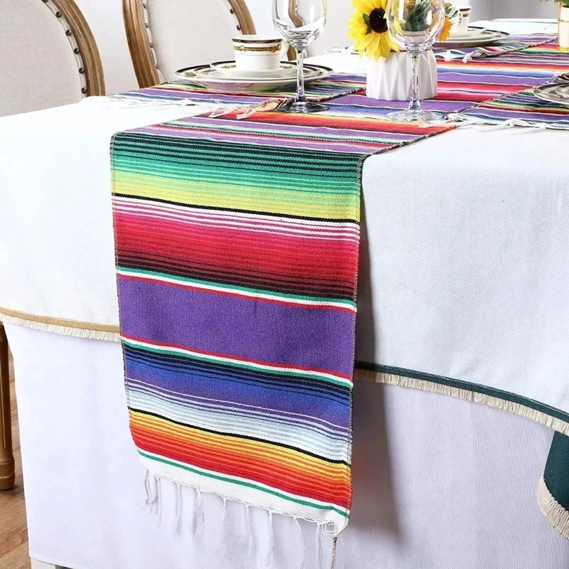 CAMINO DE MESA MEXICANO TEJIDO A MANO DE ALGODON 35X215 CM - 6