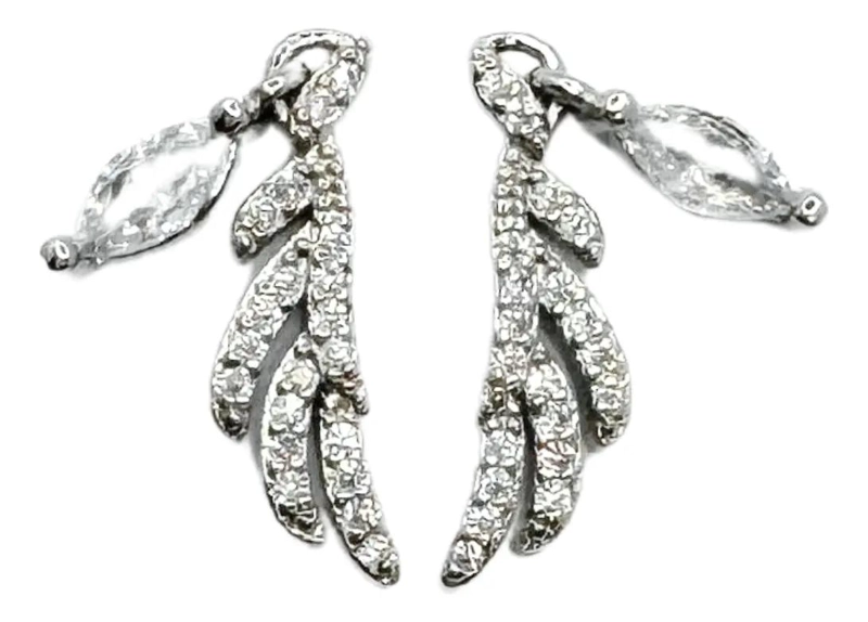 AROS COLGANTES ELEGANTES EN PLATA 925 CON CIRCONITAS BRILLANTES - 1