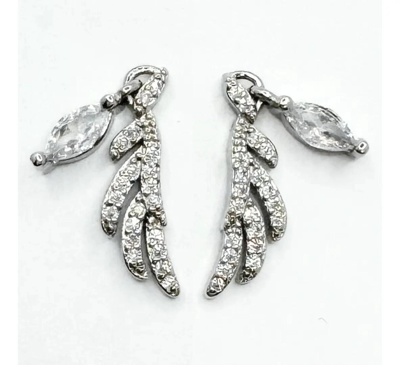 AROS COLGANTES ELEGANTES EN PLATA 925 CON CIRCONITAS BRILLANTES - 2