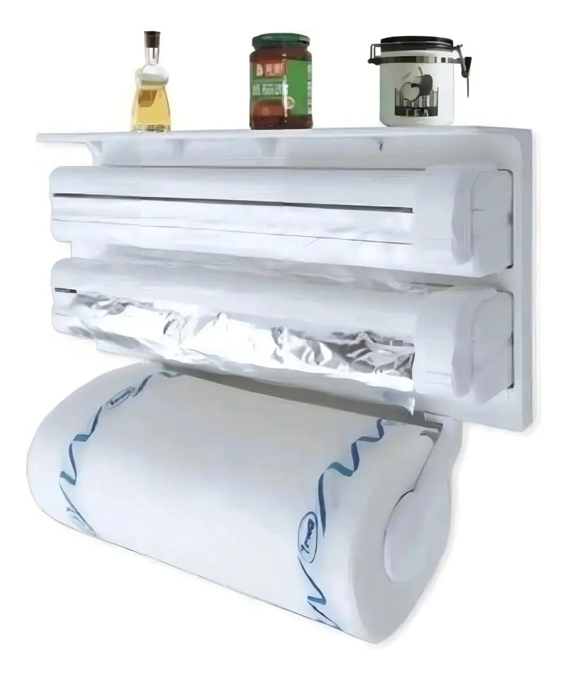 DISPENSADOR TRIPLE DE PAPEL PARA COCINA CON CORTE FACIL - 7