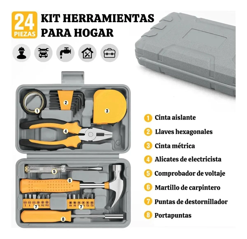 KIT DE HERRAMIENTAS MANUALES 24 PIEZAS - 4