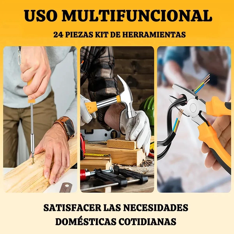 KIT DE HERRAMIENTAS MANUALES 24 PIEZAS - 8