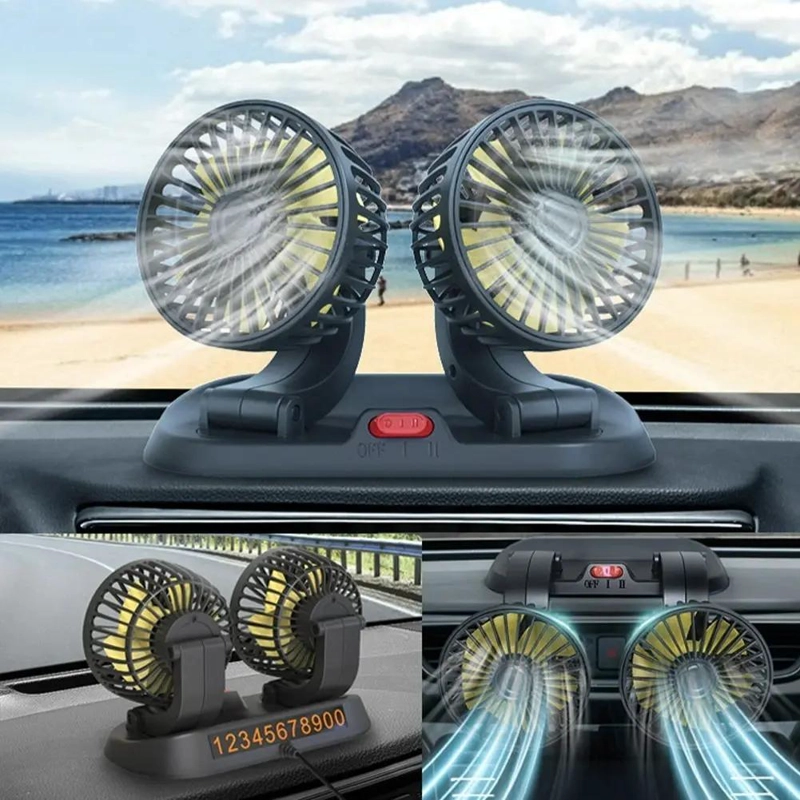 VENTILADOR USB DOBLE PORTATIL CON 5 ASPAS Y AJUSTE FLEXIBLE - 2